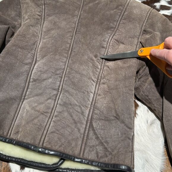 VINTAGE MAGGIE LAWRENCE LEATHER SHEARLING BIKER JACKET SIZE PETITE SMALL - Picture 14 of 14